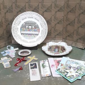 Portrayals of Jesus and His life - plates and bookmarks Vintage collectibles